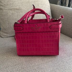 Kate Spade Pink Croc-Embossed Satchel